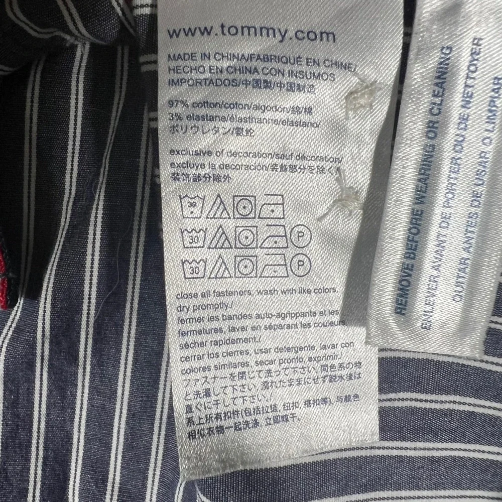 Tommy Hilfiger Mens XL Blue White‎ Striped Button Down Shirt Long Sleeve